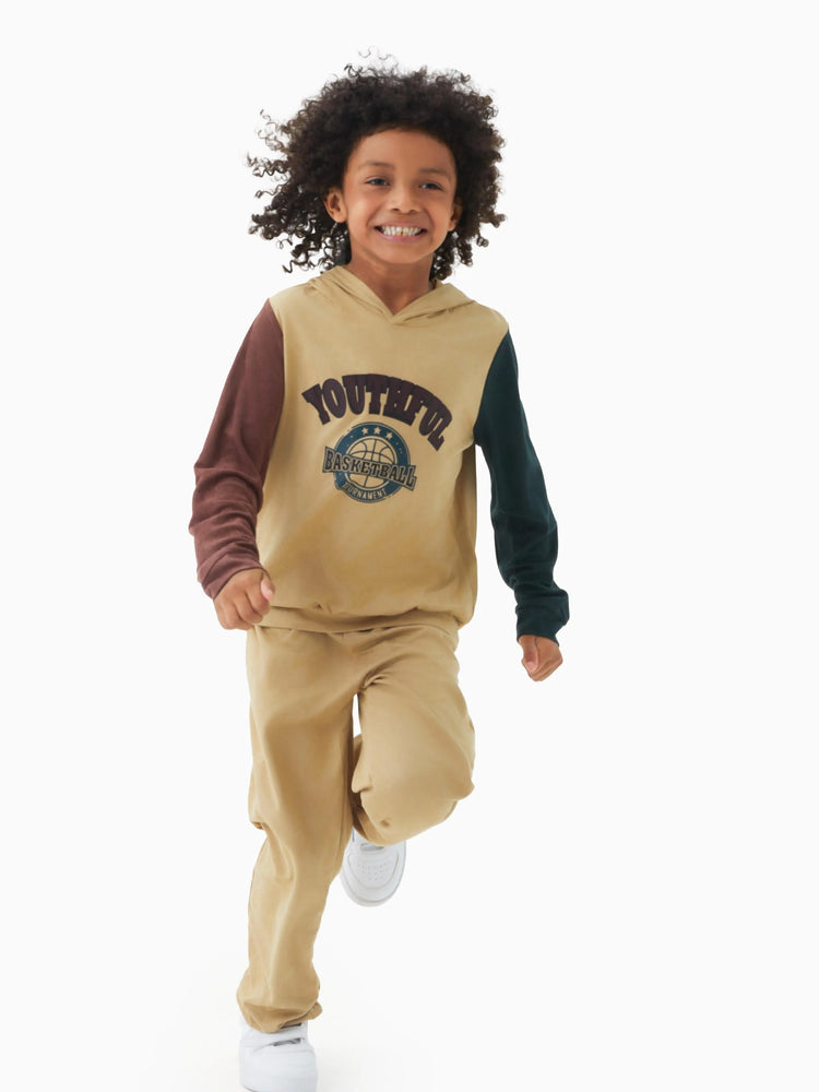 Ensemble 2 pièces sweat-shirt et pantalon à lettres pour enfant garçon/fille, kaki