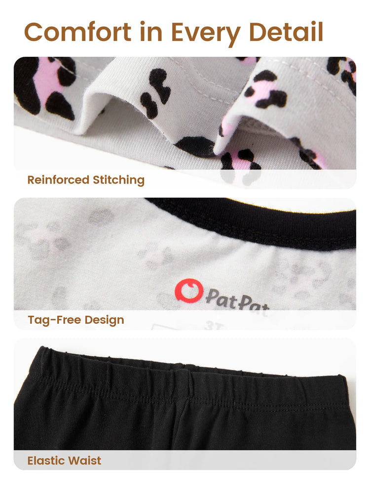 Kleinkind / Kinder 4-teiliger Pyjama aus Bio-Baumwolle 4-in-1 eng anliegendes Pajama-Set für Mädchen weiß