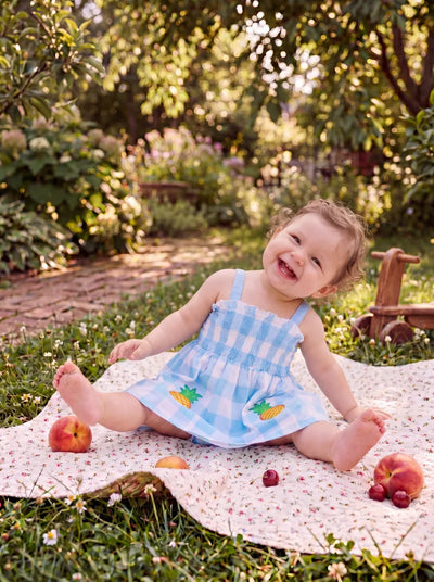 Fresh Market Baby Girl Pineapple Dress Light Blue