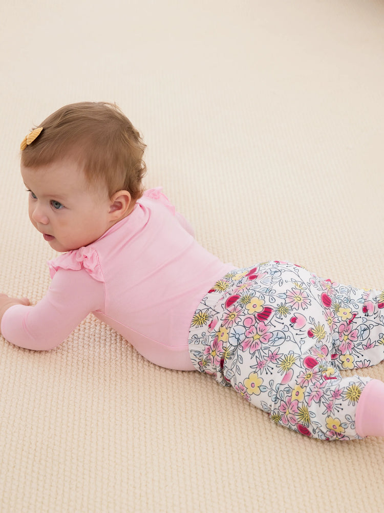 Ensemble 2 pièces haut à volants et leggings en bambou pour bébé fille, motif princesse Disney Tiana/Cendrillon/Belle, rose