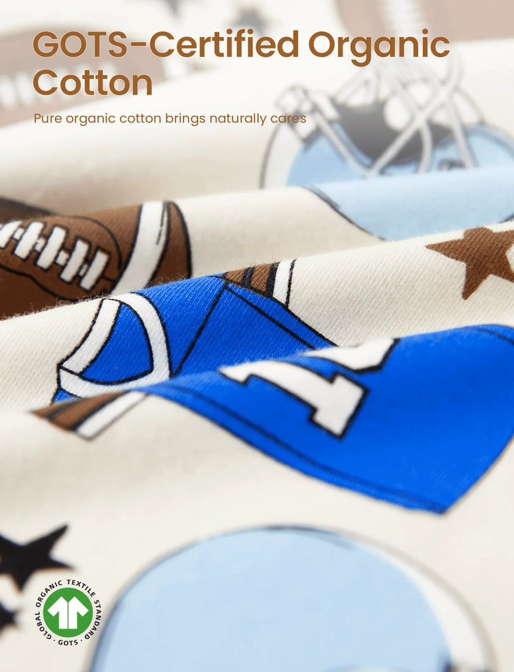 Kleinkind / Kinder 4-teiliger Pyjama aus Bio-Baumwolle 4-in-1 PJ Snug Fit Pjs für Mädchen / Jungen braun