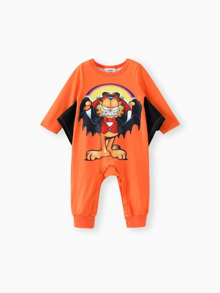 Combinaison à manches longues Garfield pour bébé garçon/fille, motif chauve-souris, orange, 1 pièce