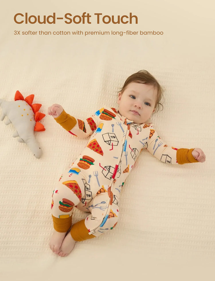 Pyjama en bambou pour bébé/fille avec imprimé enfantin (ajusté) marron
