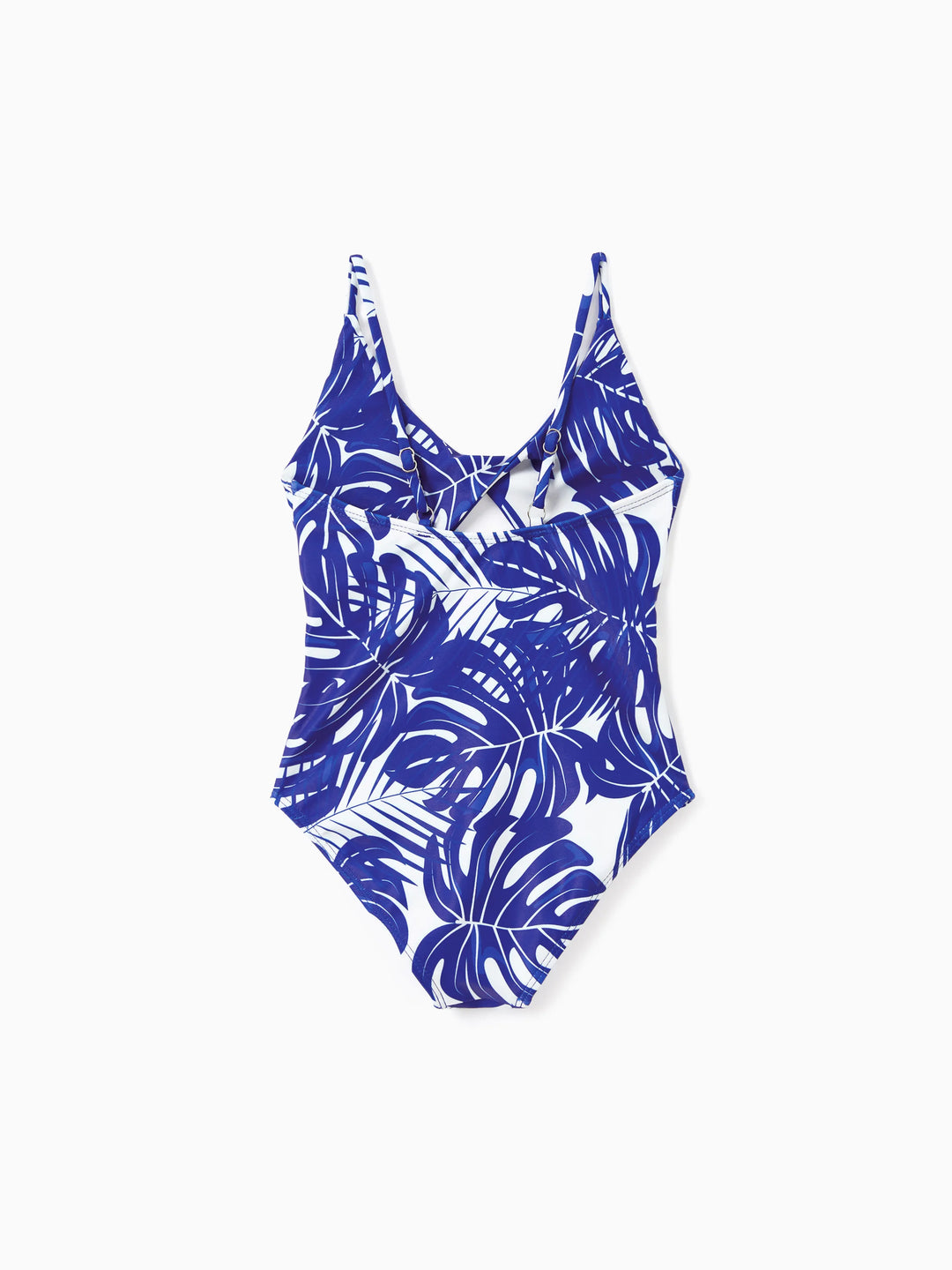 Maillot de bain une pièce bleu à imprimé feuilles tropicales avec bretelles croisées ajourées pour fillettes