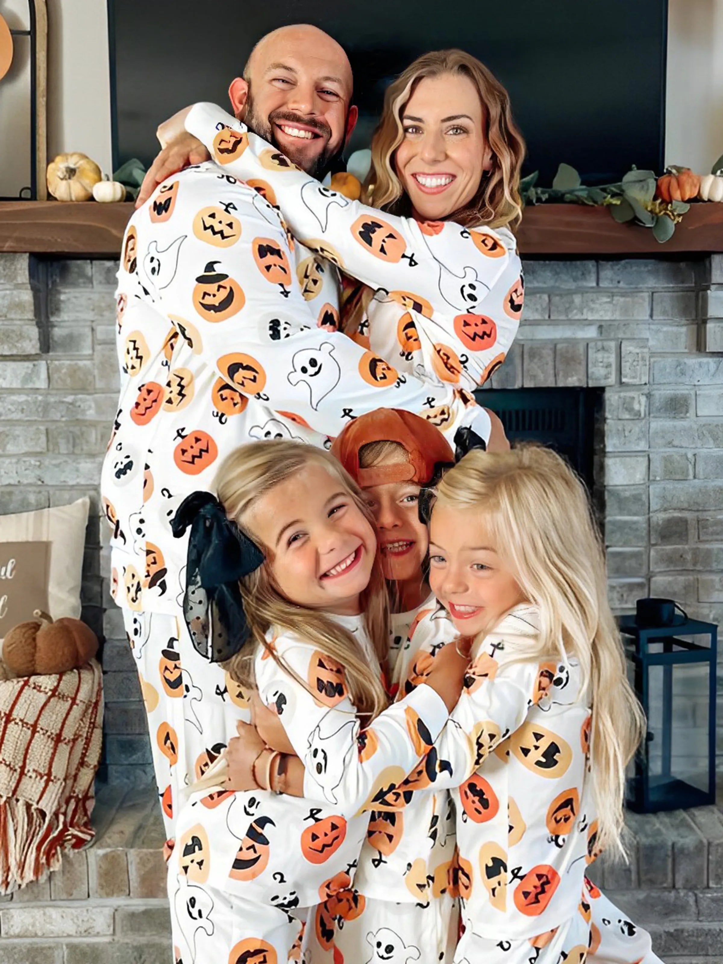 Halloween Family Matching All Over Pumpkin Ghost Print Pajamas