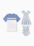 Daddy & Daughter Outfit: Floral Smocking Casual Suit BLUEWHITE