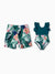 Daddy & Daughter Plant Print Ruffle Trim Spliced One-piece Swimsuit or Swim Trunks Green