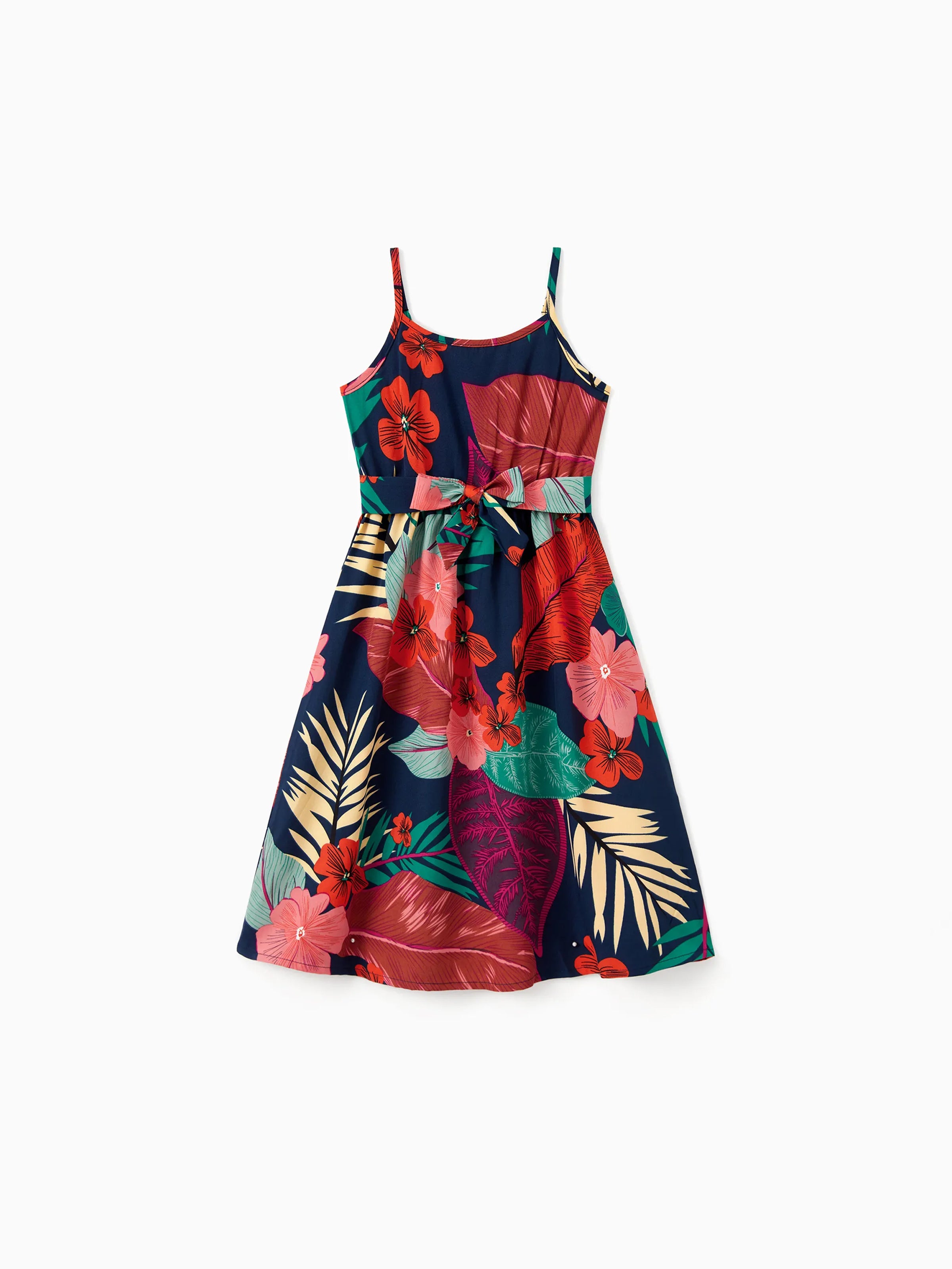 Toddler/Kid Girl Sets Floral V-neck Strap Dress with Hidden Snap Deep - PatPat Toddler/Kid Girl Sets Floral V-neck Strap Dress with Hidden Snap Deep - PatPat