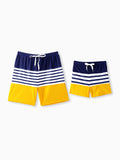 Daddy & Son Stripe & Colorblock Swim Trunks Shorts ColorBlock