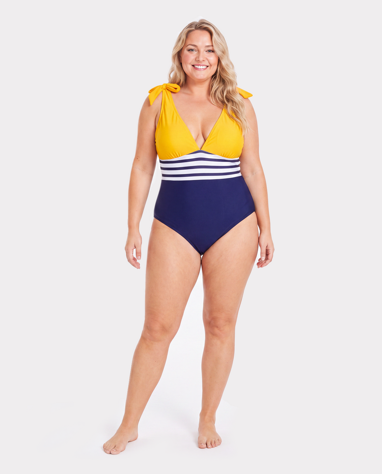 Family Matching Stripe & Colorblock Spliced One Piece Swimsuit or Swim Trunks Shorts ColorBlock