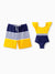 Daddy & Daughter Stripe & Colorblock Spliced One Piece Swimsuit or Swim Trunks Shorts ColorBlock