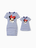 Mommy and Me Disney Mickey and Friends Family Matching Stripe & Character Print Short-sleeve Naia™Dresses and T-shirts Sets COLOREDSTRIPES
