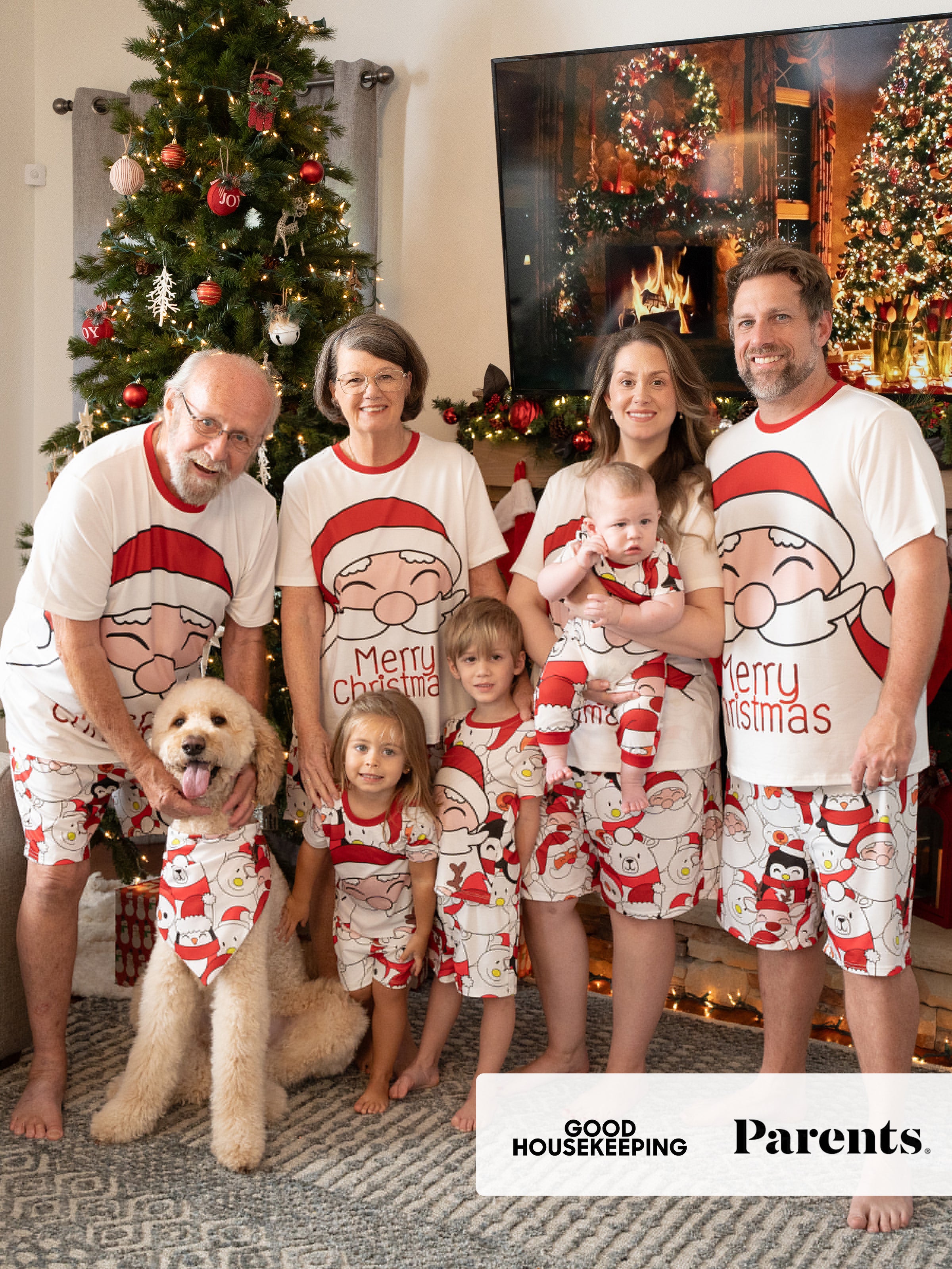 Christmas Santa and Snowman Print Family Matching Short-sleeve