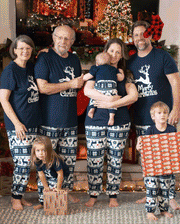 PatPat Family Matching Christmas Pajamas Reindeer Glow in the Dark Navy