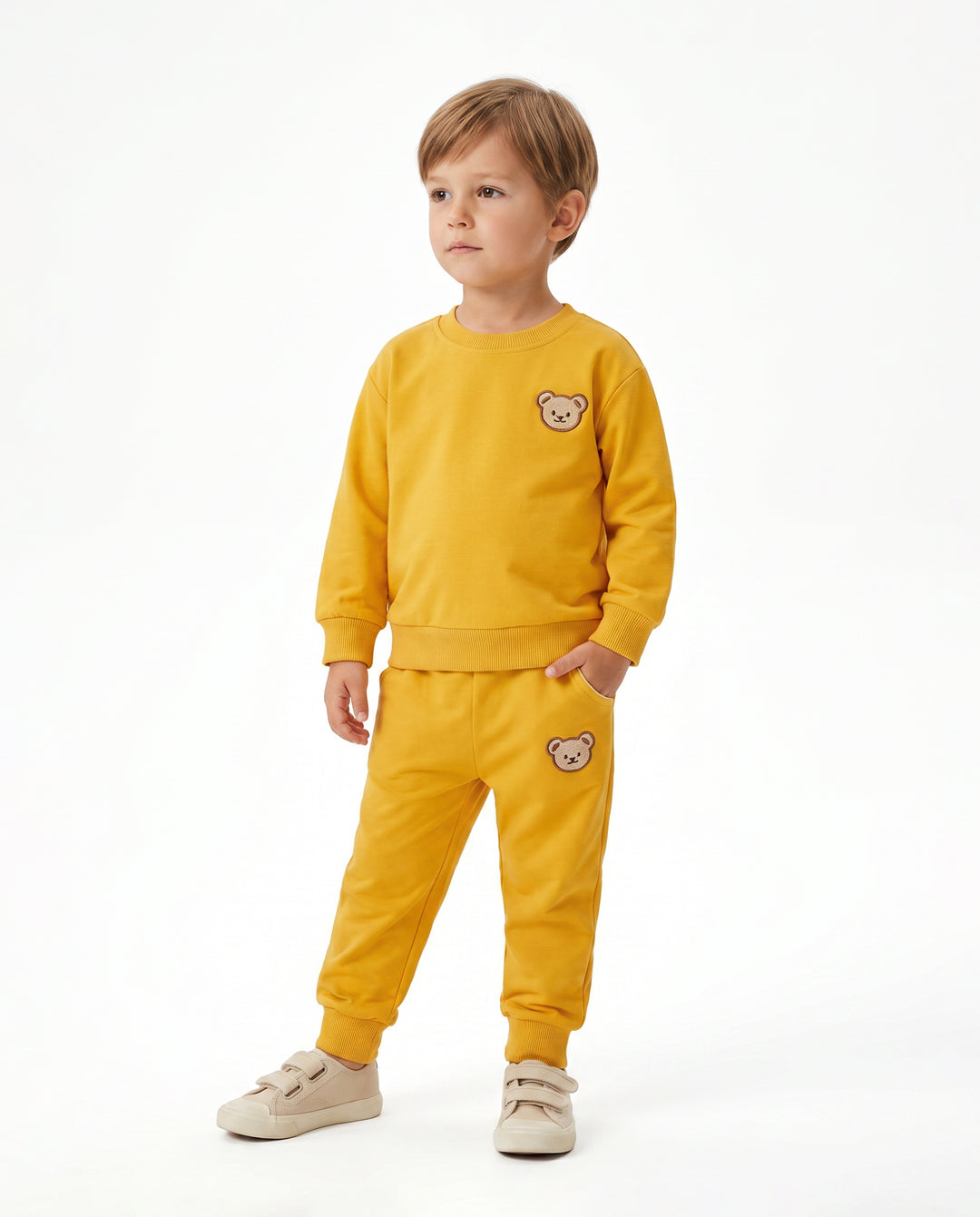 Baby/Toddler Girl/Boy Clothes 2pcs Bear Style Sweatshirt and Pants Set Yellow