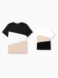 Daddy & Son Cross Back Colorblock Top Sets Black