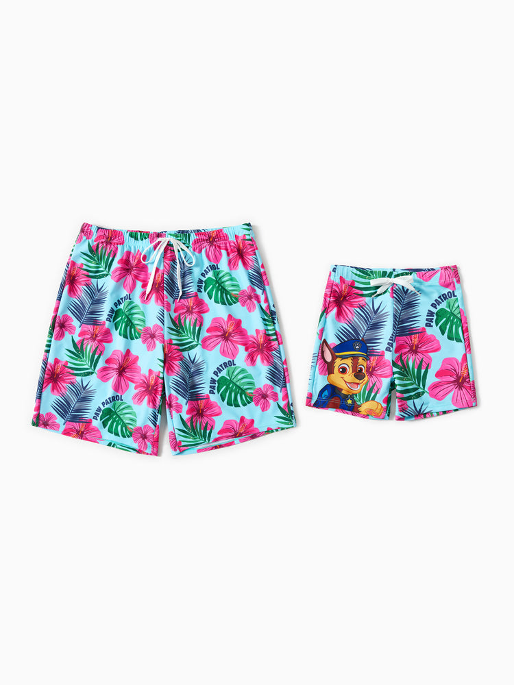 PAW Patrol Daddy & Son Large Flower All-over Print Swimsuit Roseo