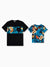 Daddy & Son Floral Panel T-shirt Sets Black
