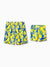 Daddy & Son Yellow Leaf Print Swim Trunks with Optional Swim Cover Up Yellow