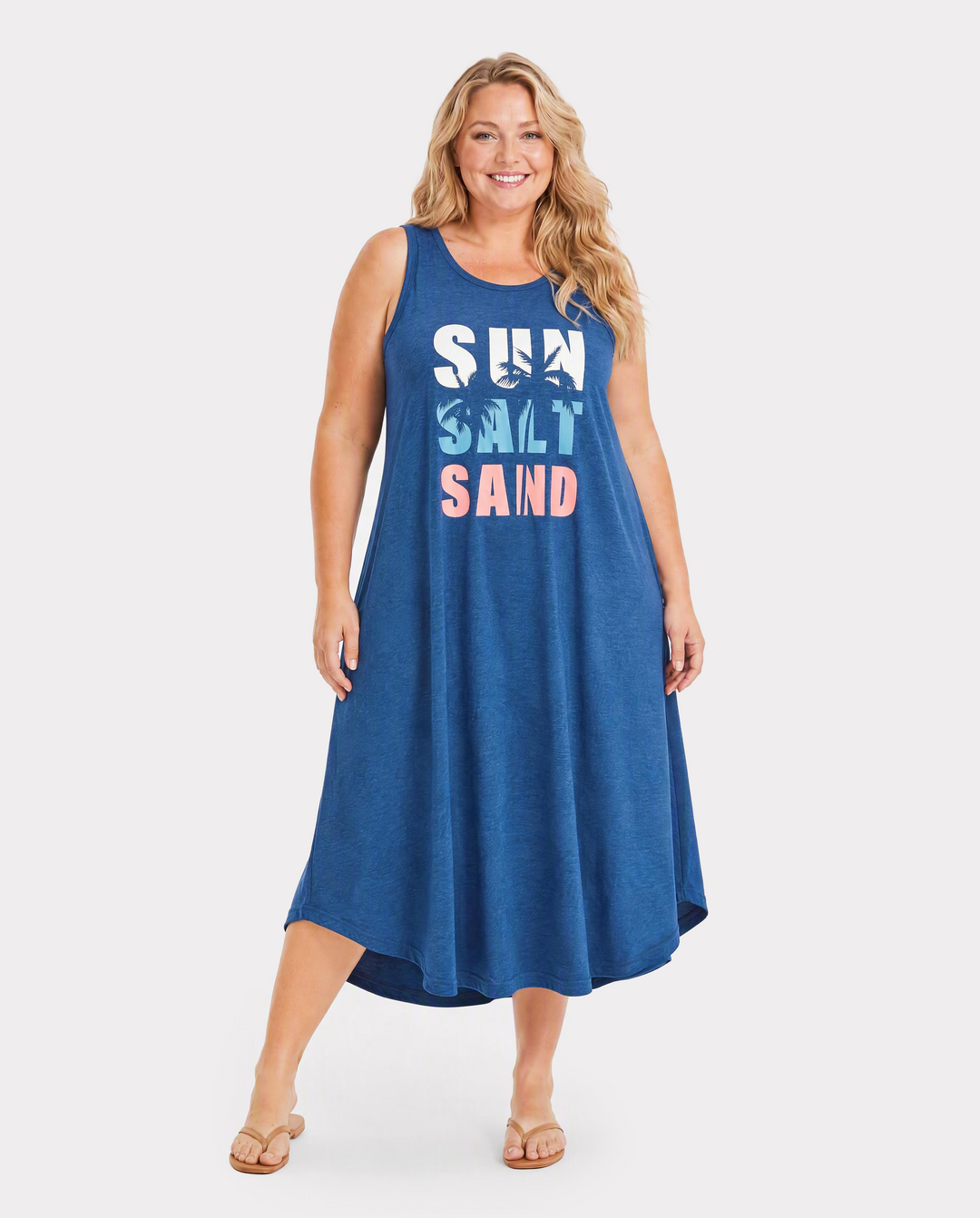 Family Matching Sets Blue Tank Top or Flowy A-Line Tank Dress with Pockets Blue