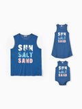Daddy & Daughter Sets Blue Tank Top or Flowy A-Line Tank Dress with Pockets Blue