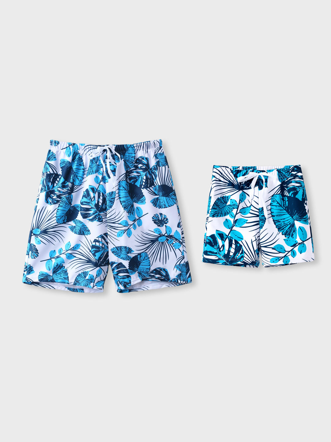 Daddy & Son Drawstring Swim Trunks or Cut Out Lace UP Back One-Piece Swimsuit BLUEWHITE