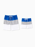 Daddy & Son Swimsuit Colorblock Drawstring Swim Trunks Color block