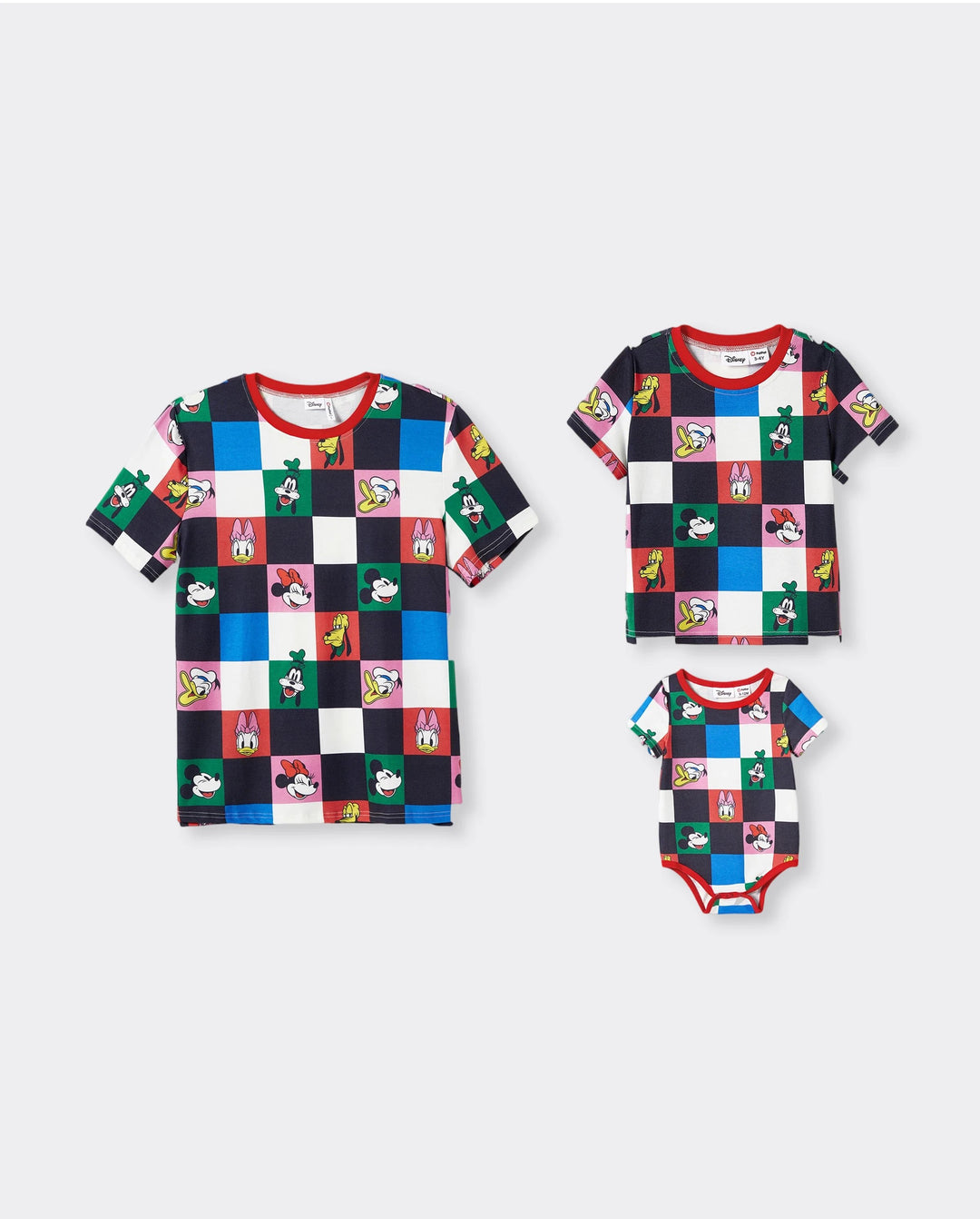 Disney Mickey and Friends Daddy and Me Family Matching Naia™ Colorful Checkered Pattern Top/Sleeveless Dress/Onesie Multi-color