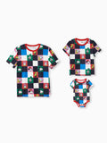 Disney Mickey y amigos Conjunto familiar a juego papá y yo Top/vestido sin mangas/pelele Naia™ con patrón a cuadros colorido Multicolor