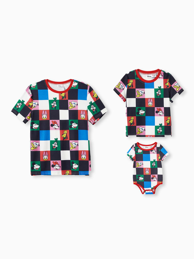Disney Mickey y amigos Conjunto familiar a juego papá y yo Top/vestido sin mangas/pelele Naia™ con patrón a cuadros colorido Multicolor