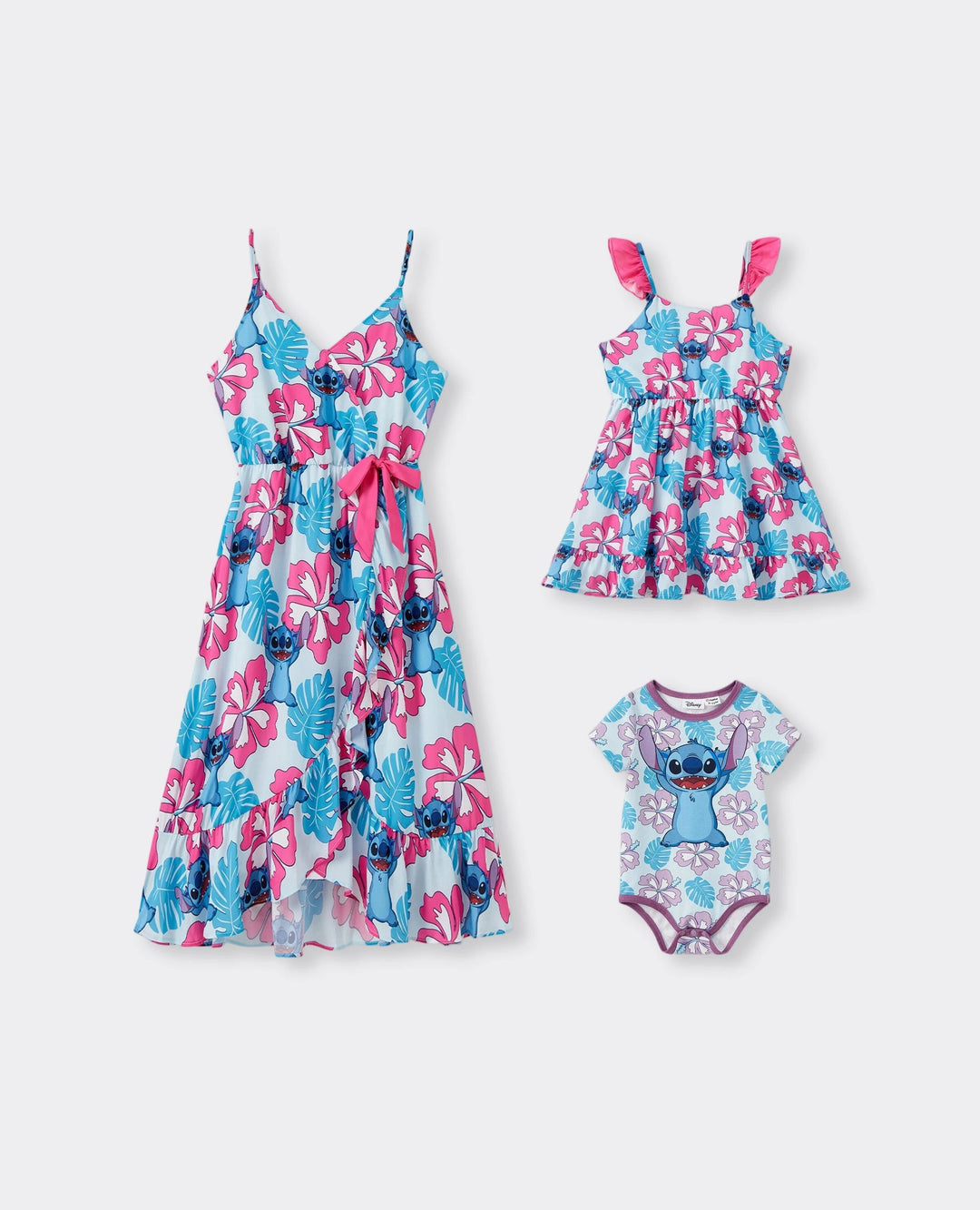 Disney Stitch Ensemble assorti famille Maman et Moi : Robe/Body/chemise sans manches Naia™ Stitch et imprimé floral style Hawaï Multicolore