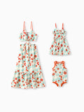 Disney Mickey and Friends Mommy and Me Family Matching Naia™ Floral Allover Print Shirt/Sleeveless Hollow-out Dress/Romper Multi-color