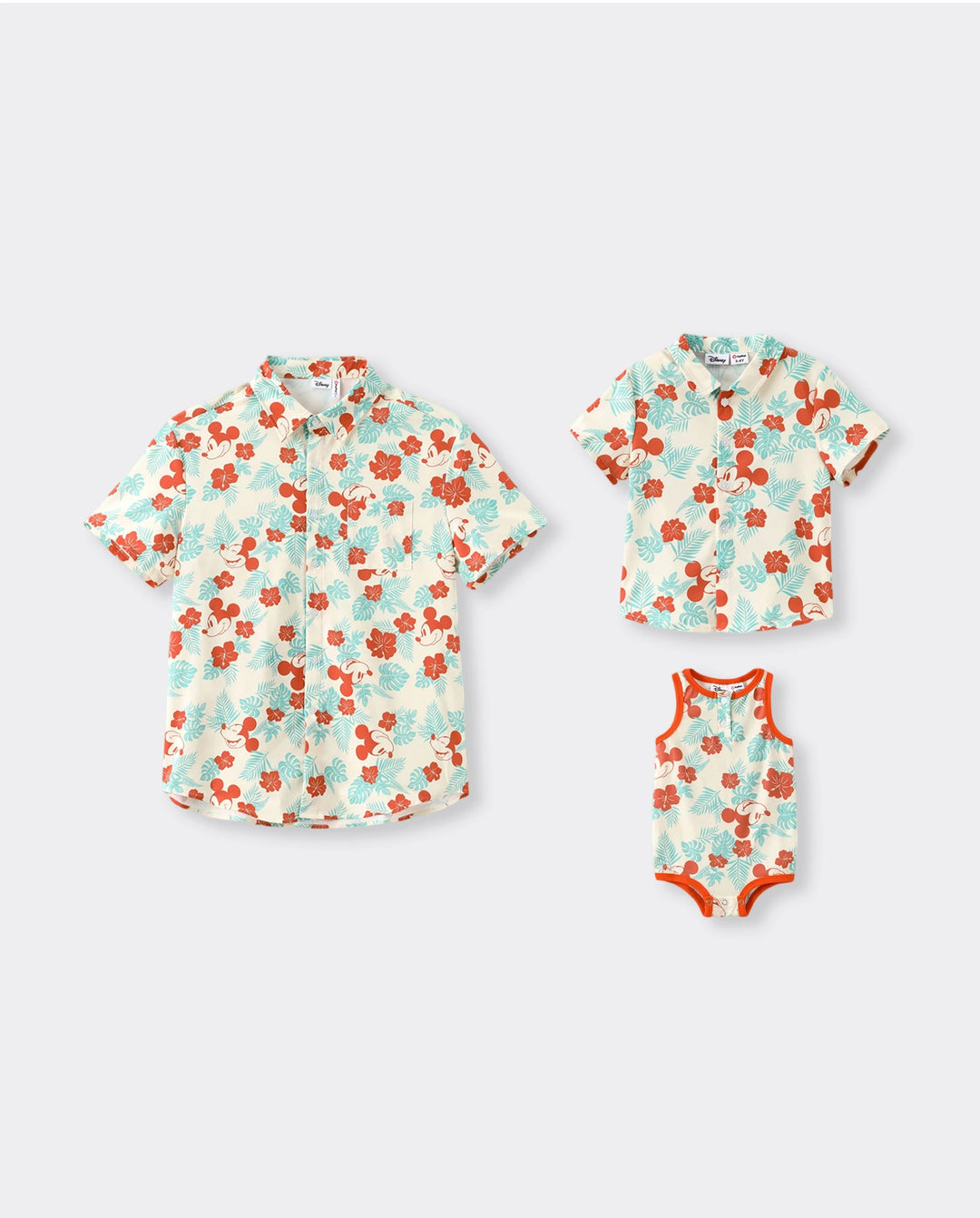 Disney Mickey and Friends Daddy and Me Family Matching Naia™ Floral Allover Print Shirt/Sleeveless Hollow-out Dress/Romper Multi-color