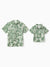 Daddy & Son Leaf Print Short-sleeve Shirt Set Green