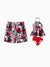Daddy & Daughter Tropical Floral Swim Trunk or  2 Pieces Halter Swimsuit Black
