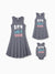 Mommy & me Letter Print Sleeveless Tank Dress Set Grey