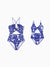 Mommy & me Tropical Leaf Print Hollow-out  Crisscross Straps One-piece Swimsuit Blue