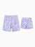 Daddy & Son Trendy Purple & Blue Wave Print Swim Trunks Purple