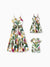 Mommy and Me Family Matching Tropical Floral Print Short-sleeve Top or Camisole Dress Set Multi-color