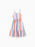 Toddler/Kid Girl Colorful Stripe Camisole Belt Dress Multi-color