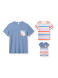 Daddy and Me Family Matching Blue Short-sleeve Tee or Colorful Stripe Camisole Dress Multi-color