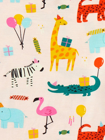 Conjunto de pijama de bambú para bebé/niño pequeño, de 2 piezas, con estampado animal, ajustado y color albaricoque