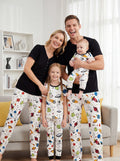 Bamboo Family Pajamas Space Theme Print Short-sleeve Matching Pajama set ( Snug-Fitting for Children ) White