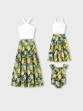 Mommy & me Outfits – Lemon Print Hawaiian Summer Dresses – Tropical Vacation Clothes for Men, Women & Kids Green