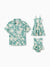 Daddy & Daughter Leaf Print Green Short-sleeve Shirt or Sling Shirred Dress Set Green