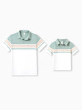 Daddy & Son Sets Green Striped Polo Shirt Light Green
