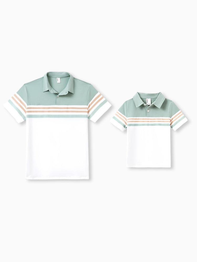 Daddy & Son Sets Green Striped Polo Shirt Light Green