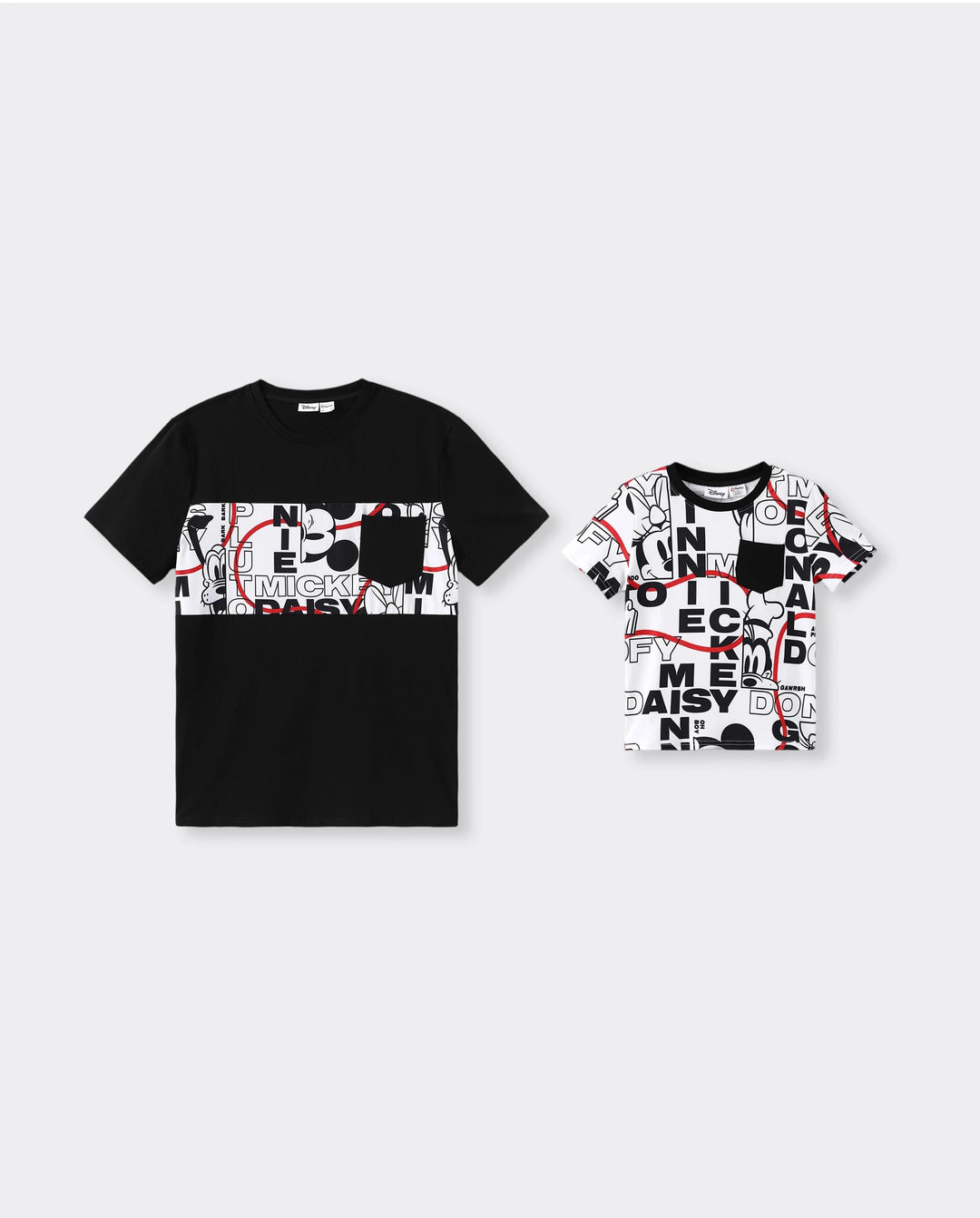 Disney Mickey and Friends Daddy & Son Graffiti Casual T-shirt Black