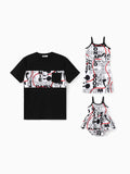 Disney Mickey and Friends Daddy & Daughter Graffiti Casual Dress/T-shirt/jumpsuit Black