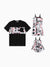 Disney Mickey and Friends Daddy & Daughter Graffiti Casual Dress/T-shirt/jumpsuit Black